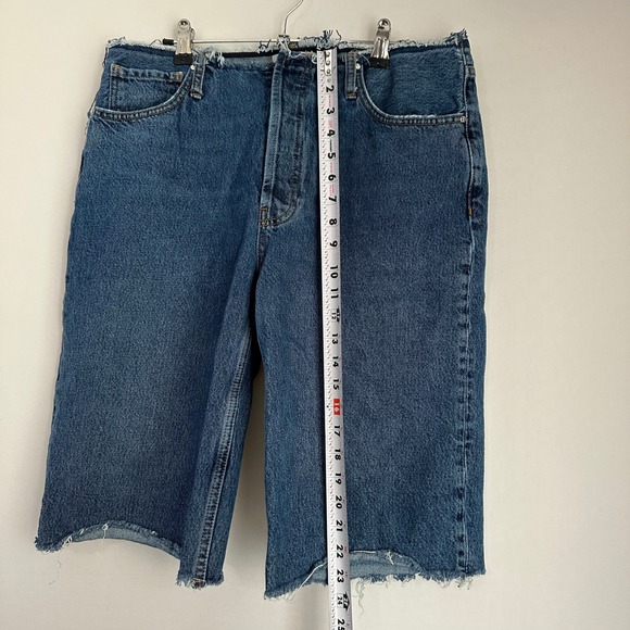Anine Bing Gavin 1999 Denim Jean‎ Ripped Shorts Cutoff 90s Blue Bermuda Wide Leg - Picture 14 of 15